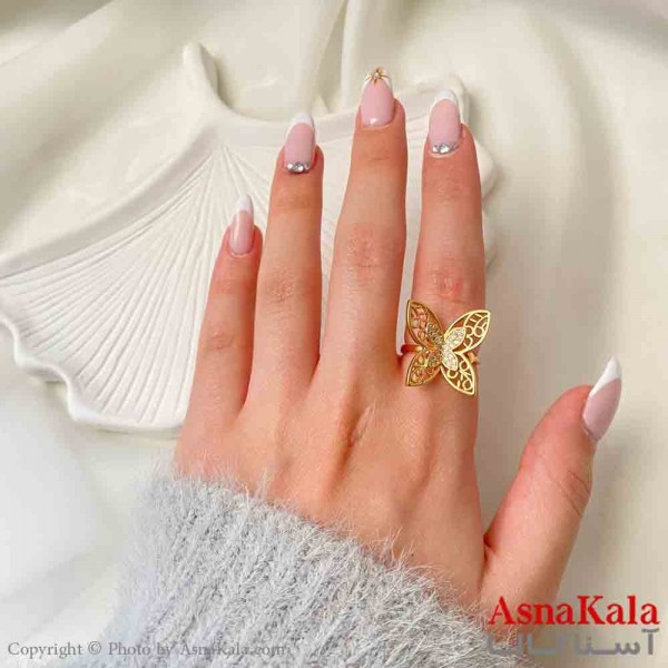 انگشتر زنانه YSX مینیمال مدل پروانه حصیری فری سایز  رنگ طلایی کد ANG19880W