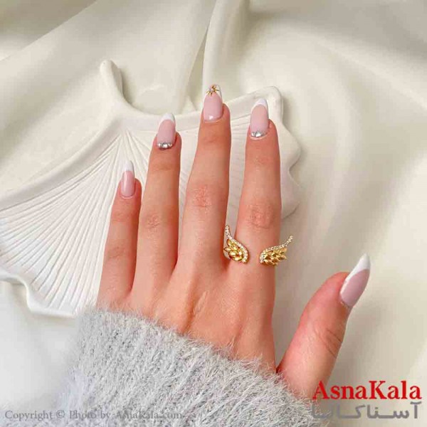 انگشتر زنانه YSX مینیمال مدل بال گندمی نگیندار فری سایز  رنگ طلایی کد ANG19886W