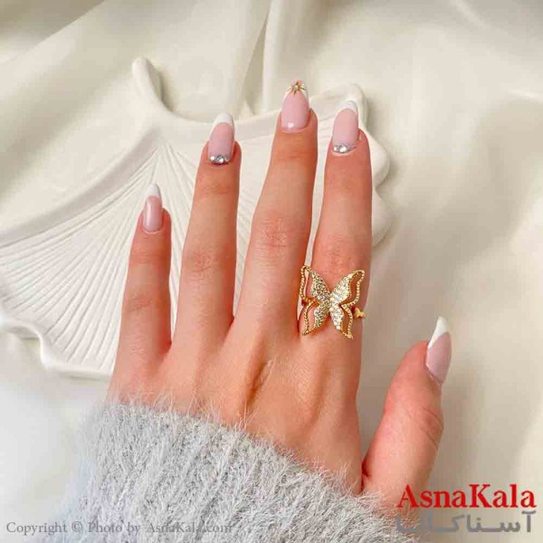 انگشتر زنانه YSX مینیمال مدل پروانه نگیندار ترند فری سایز  رنگ طلایی کد ANG19887W