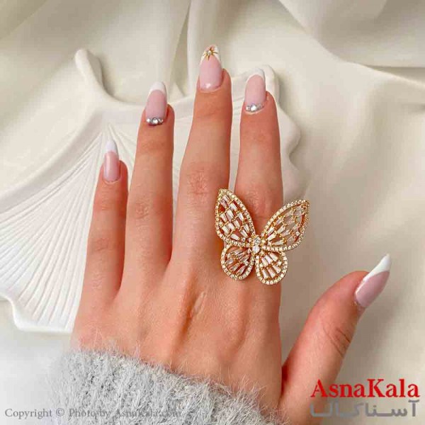 انگشتر زنانه YSX مینیمال مدل پروانه نگیندار خاص ترند فری سایز  رنگ طلایی کد ANG19890W
