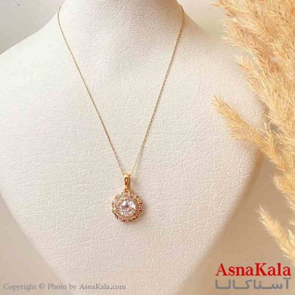 آویز ژوپینگ مینیمال دخترانه مدل تک نگین دایره  نگیندار ترند  رنگ طلایی ترند کد GNB161833W