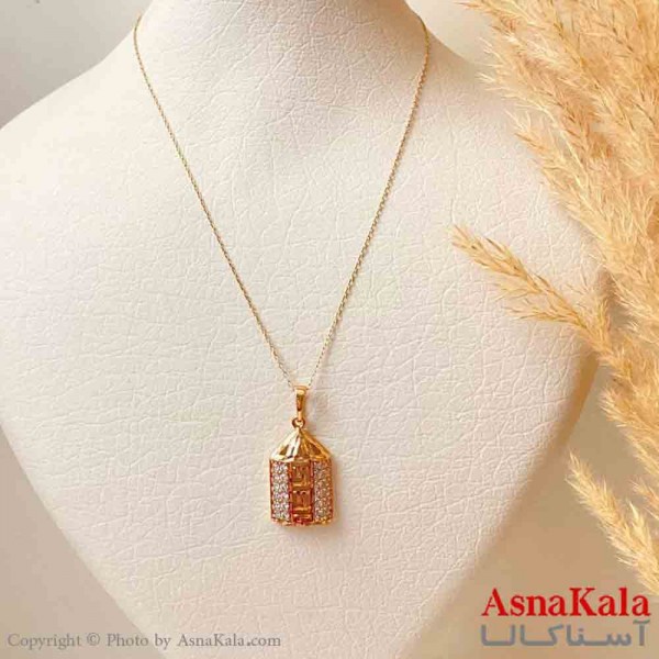 آویز ژوپینگ مینیمال دخترانه مدل ورساچه مستطیل  نگیندار ترند  رنگ طلایی ترند کد GNB161838W