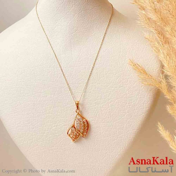 آویز ژوپینگ مینیمال دخترانه مدل دو اشک پر نگیندار ترند  رنگ طلایی کد GNB161844W