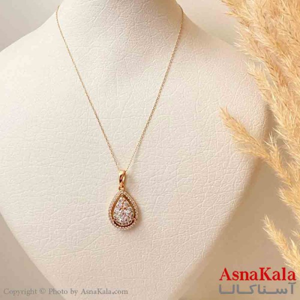 آویز ژوپینگ مینیمال دخترانه مدل اشک فول نگین نگیندار ترند  رنگ طلایی کد GNB161846W