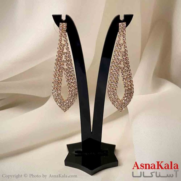 گوشواره آویز جواهری مدل قطره رنگ طلایی کد GSH151950W