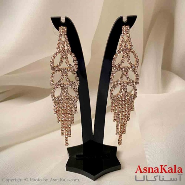 گوشواره آویز جواهری مدل گندمی رنگ طلایی کد GSH151953W