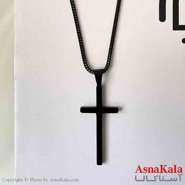 گردنبند اسپورت مدل صلیب خاص  استیل رنگ مشکی کد GNB161854W