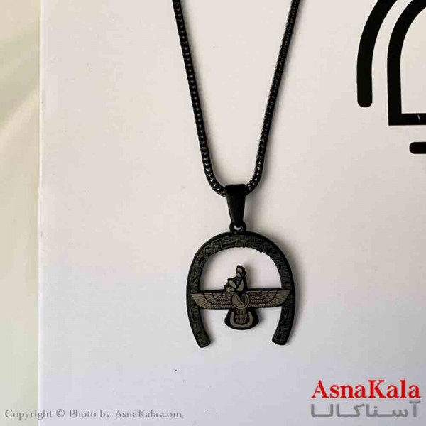 گردنبند اسپورت مدل فروهر مدرن استیل  رنگ مشکی کد GNB161866W