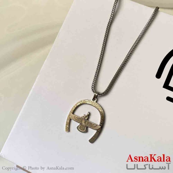 گردنبند اسپورت مدل فروهر مدرن استیل  رنگ نقره ای کد GNB161867W