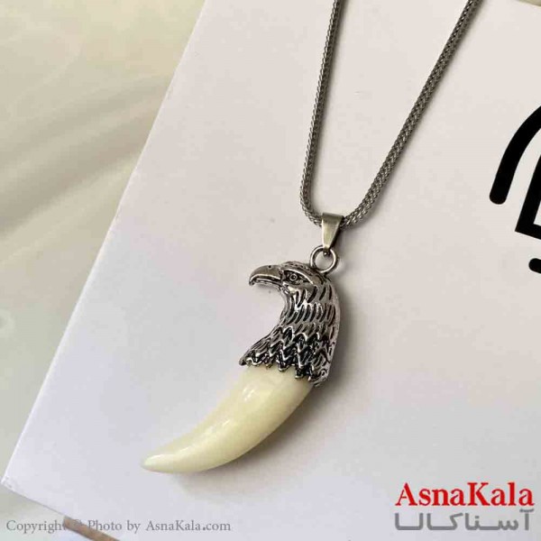 گردنبند اسپورت مدل عقاب عاج دار استیل  رنگ نقره ای کد GNB161869W
