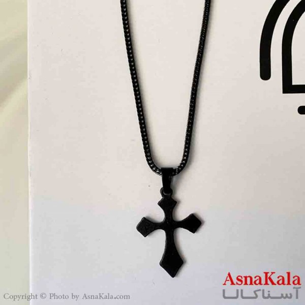 گردنبند اسپورت مدل صلیب خاص اسیل رنگ مشکی کد GNB161874W