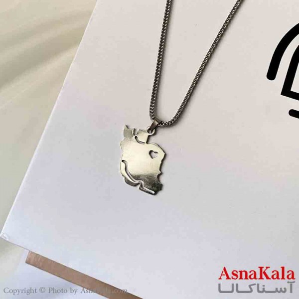 گردنبند اسپورت مدل نقشه ایران خاص استیل رنگ نقره ای کد GNB161876W
