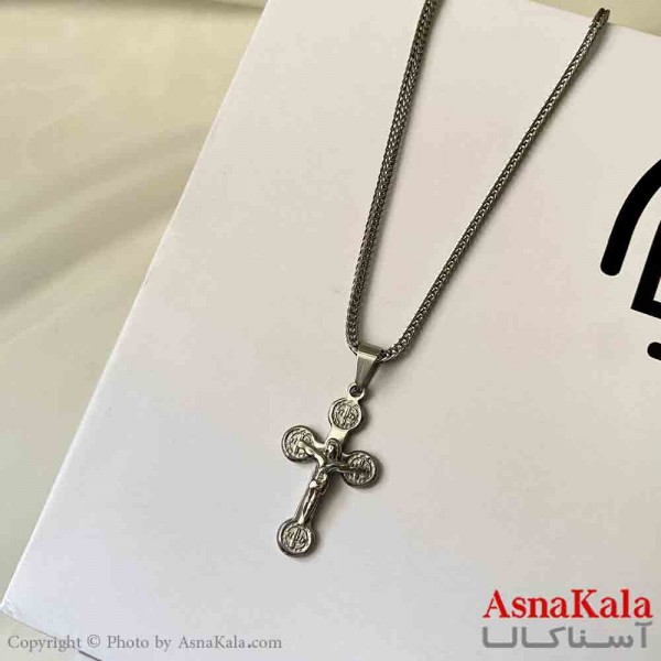 گردنبند اسپورت مدل صلیب ترند استیل  رنگ نقره ای کد GNB161879W