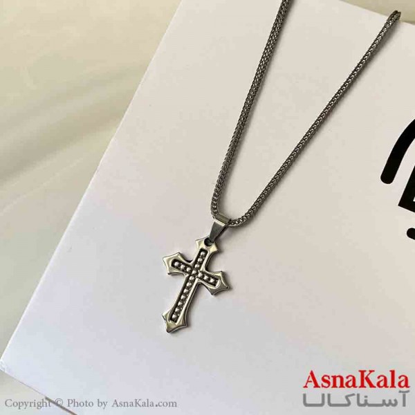 گردنبند اسپورت مدل صلیب جدید استیل  رنگ نقره ای کد GNB161880W