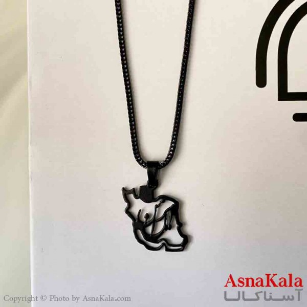 گردنبند اسپورت مدل ایران استیل رنگ مشکی کد GNB161883W
