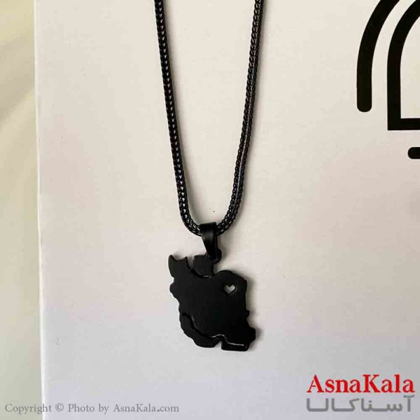 گردنبند اسپورت مدل ایران مدرن استیل رنگ مشکی کد GNB161885W