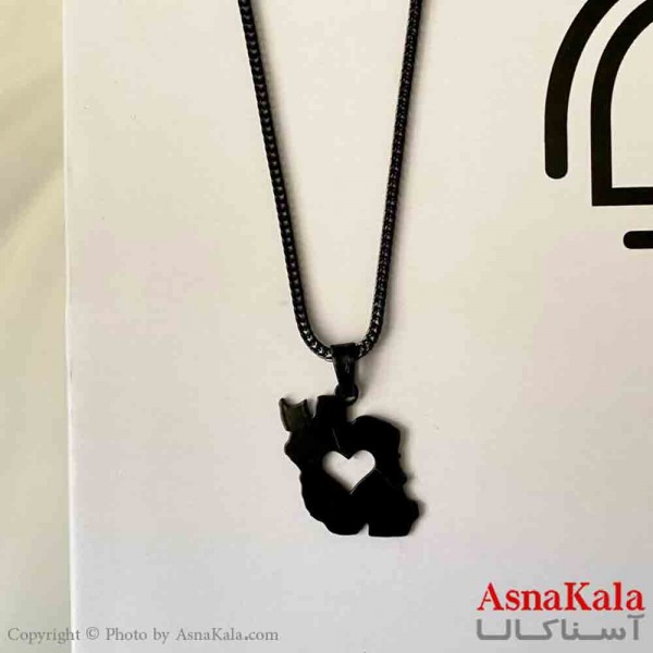 گردنبند اسپورت مدل ایران و قلب استیل رنگ مشکی کد GNB161888W