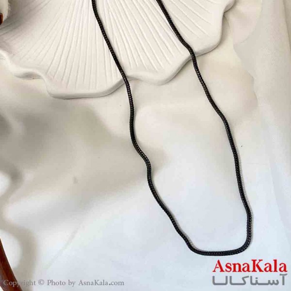 گردنبند اسپورت مدل کارتیر دوبل ریز استیل رنگ مشکی 45 سانت کد GNB161891W