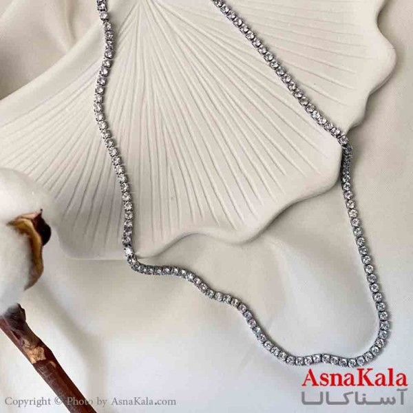 گردنبند اسپورت مدل  تنیسی مربع استیل رنگ نقره ای کد GNB161893W