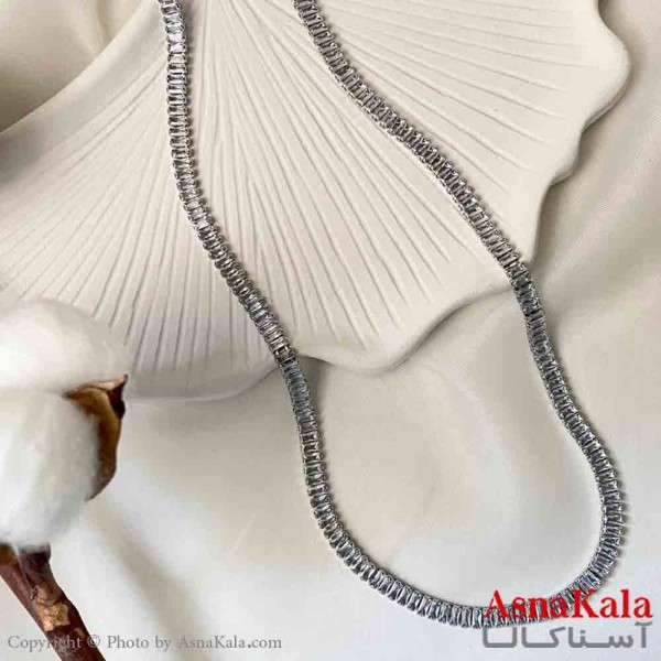 گردنبند اسپورت مدل تنیسی استیل رنگ نقره ای کد GNB161892W