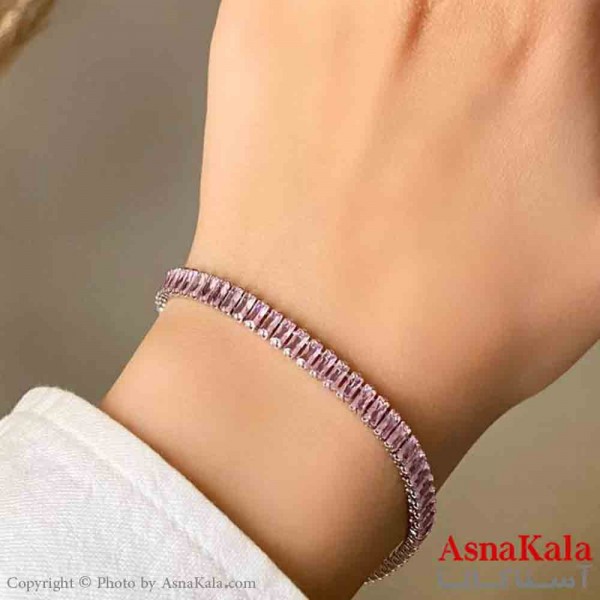 دستبند دخترانه پینترستی استیل تنیسی رنگ نقره ای کد DSB181427W