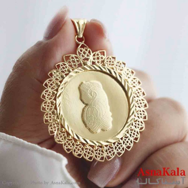آویز رخ، شمایل، مریمی برنجی زنانه طلایی  کد GNB161896W