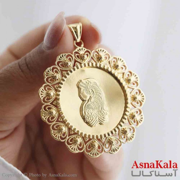آویز رخ، شمایل، مریمی برنجی زنانه طلایی  کد GNB161897W