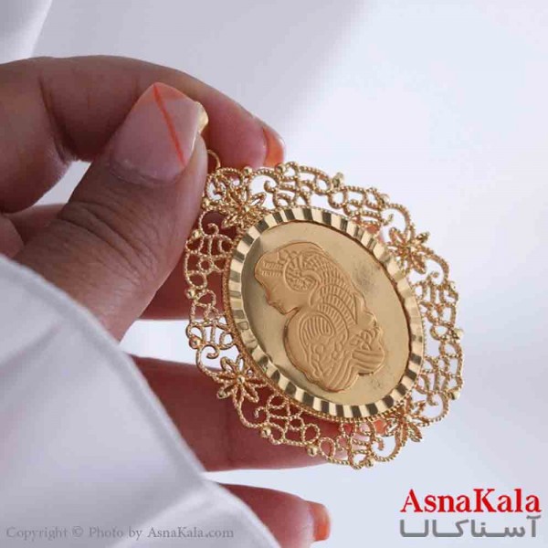 آویز رخ، شمایل، مریمی برنجی زنانه طلایی  کد GNB161899W