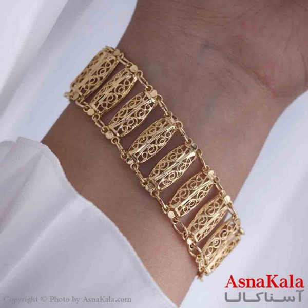 دستبند برنجی زنانه طلایی  کد dsb181437w