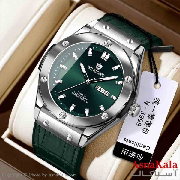 ساعت چرمی مردانه بین باند موتور کوارتز، ضدآب، روزشمار، ایام هفته کد WTCH11366W