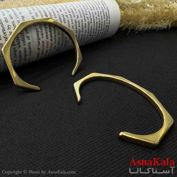 بنگل فری سایز چند ضلعی استیل طلایی کد DSB181443W