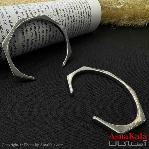 بنگل فری سایز چند ضلعی استیل نقره ای کد DSB181444W