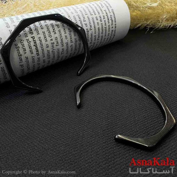 بنگل فری سایز چند ضلعی استیل مشکی کد DSB181445W