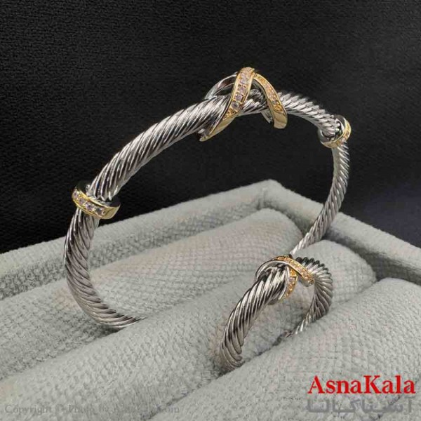 ست زنانه YSX  شامل  بنگل و انگشتر فری سایز  کد NIM141013W