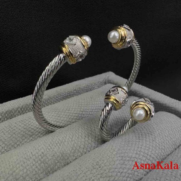 ست زنانه YSX  شامل  بنگل و انگشتر فری سایز  مروارید کد NIM141014W