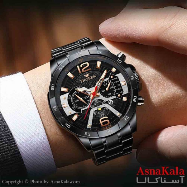 ساعت مردانه FNGEEN مقاوم دربرابر آب  طرح کرنوگراف شب نما رنگ ثابت  کد WTCH11371W