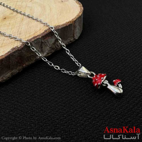 گردنبند قارچ دخترانه پینترستی استیل با زنجیر 45 سانتی متر کد GNB161905W
