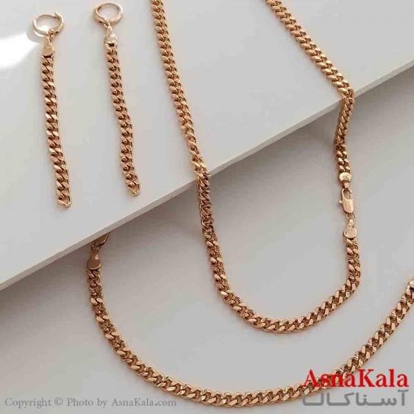 نیم ست زنانه کارتیر ژوپینگ شامل گوشواره و گردنبند و دستبند رنگ طلایی کد NIM141020W