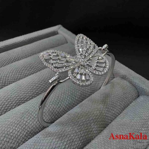 بنگل دخترانه پروانه پینترستی استیل رنگ نقره ای کد DSB181453W