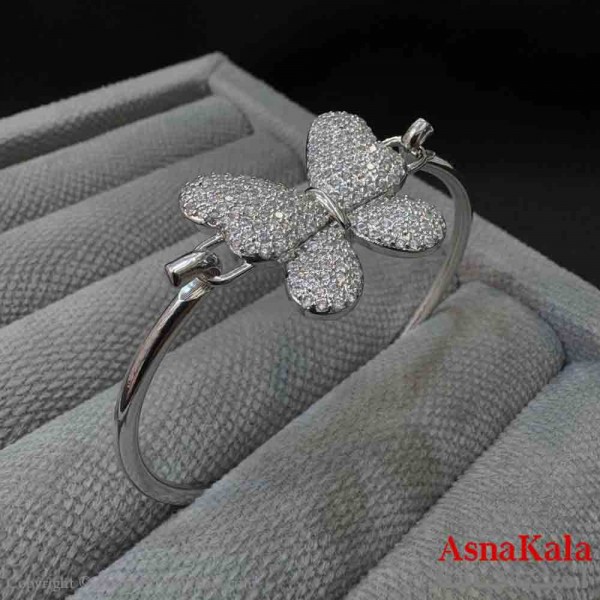 بنگل دخترانه پروانه پینترستی استیل رنگ نقره ای کد DSB181454W