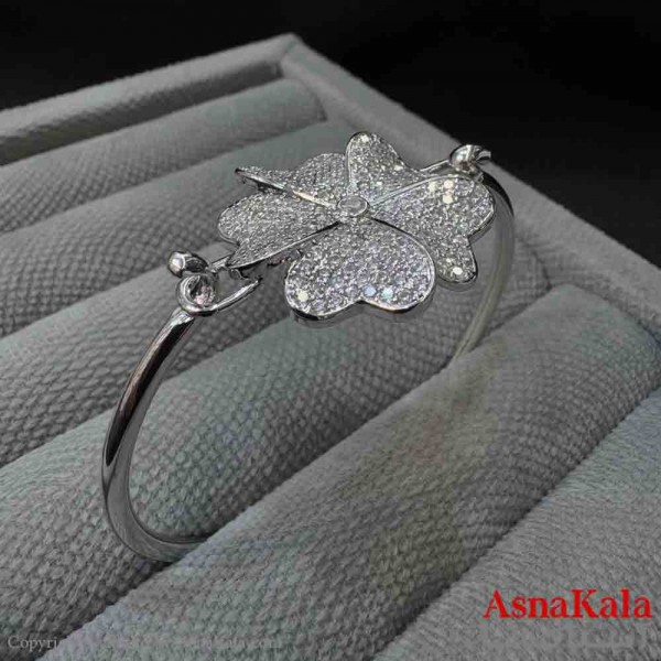 بنگل دخترانه گل پینترستی استیل رنگ نقره ای کد DSB181456W