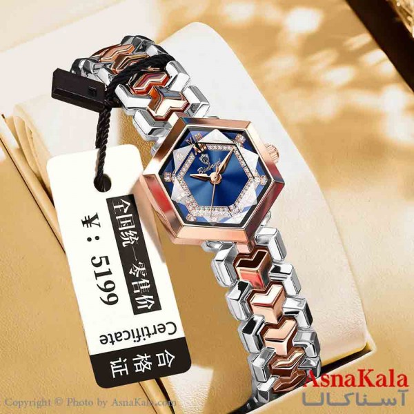 ساعت زنانه بین باند جنس بندفولاد ضدزنگ، شیشه معدنی الماس ضدخش، موتور کوارتز کد WTCH11374W