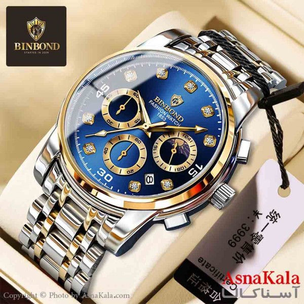 ساعت مردانه بین باند مقاوم دربرابر آب، موتور کوارتز،  شب نما، روزشمار کد WTCH11392W