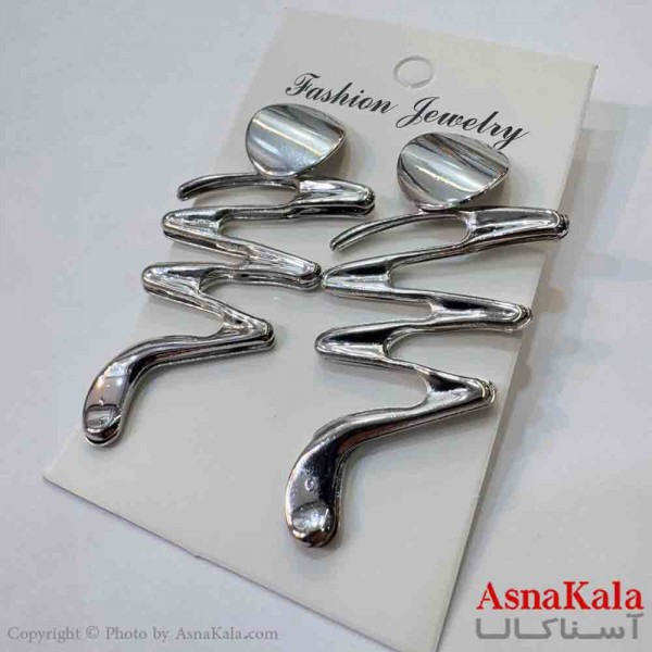 گوشواره استیل مدل فشن رنگ نقره ای کد GSH151983W