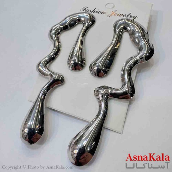 گوشواره استیل مدل فشن رنگ نقره ای کد GSH151984W