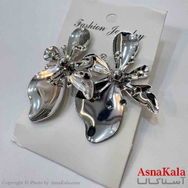 گوشواره استیل مدل فشن رنگ نقره ای کد GSH151985W