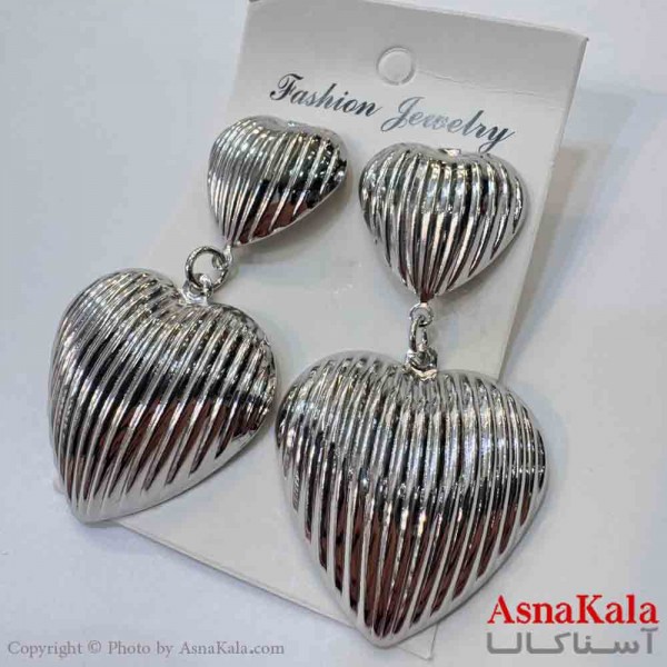 گوشواره استیل مدل فشن رنگ نقره ای کد GSH151987W