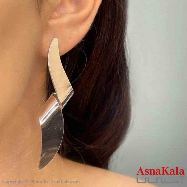 گوشواره فشن طرح حلقه آینه ای رنگ نقره ای کد GSH151993W