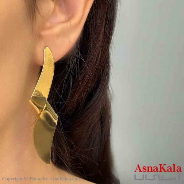گوشواره فشن طرح حلقه آینه ای رنگ طلایی کد GSH151994W