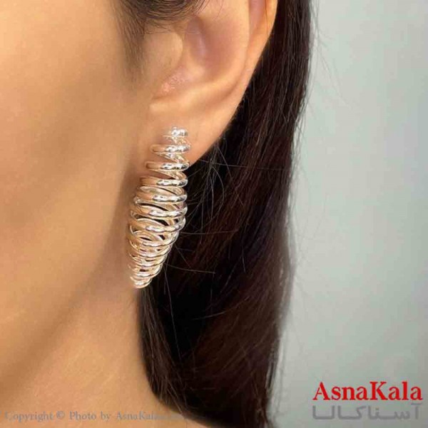 گوشواره فشن طرح آینه ای رنگ نقره ای کد GSH151995W